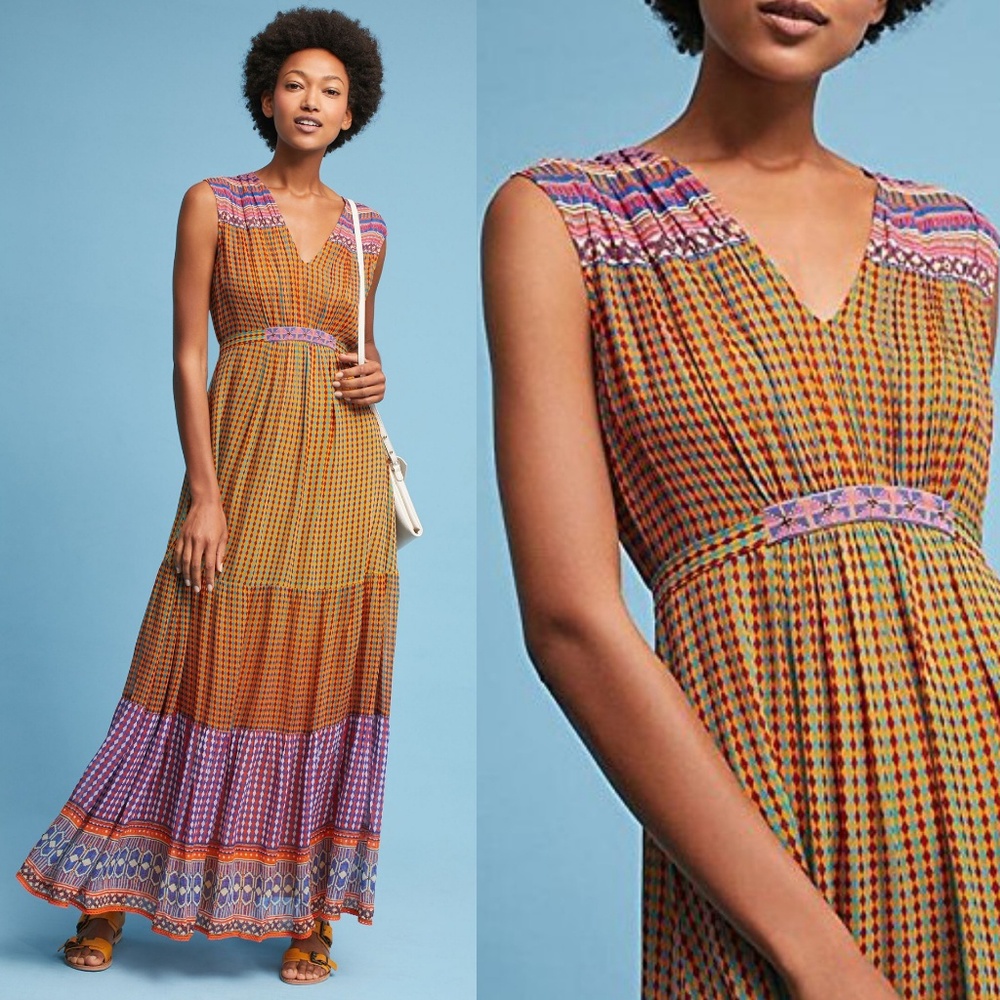 Anthro Tanvi Kedia Aelyn Maxi Orange Dress